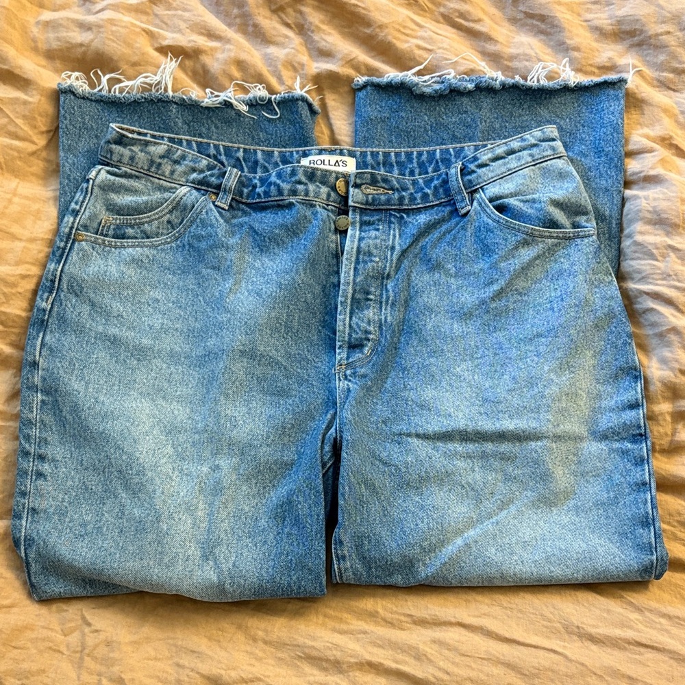 ROLLA'S Light Blue Frayed Hem Jeans